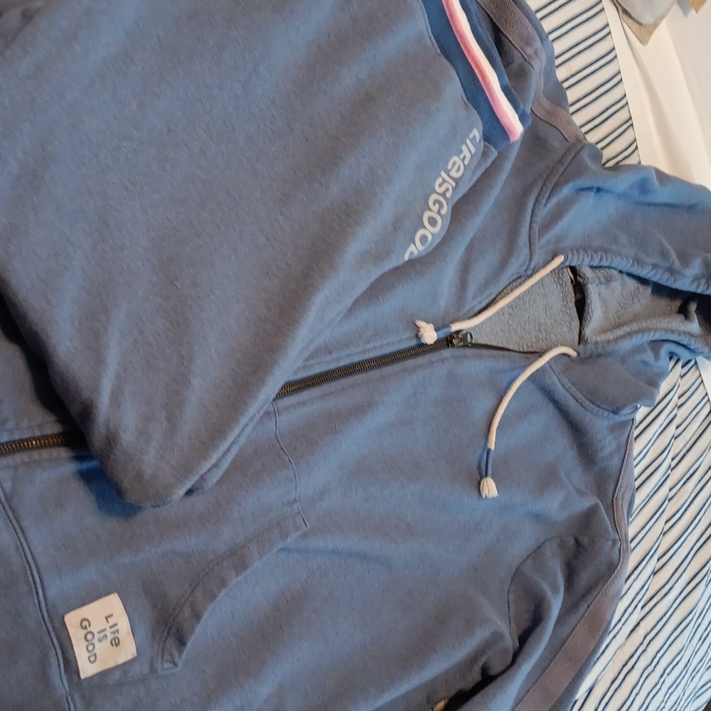 Life Is Good Heathered Blue Hoodie With Matching Pants. Good Used Condition.